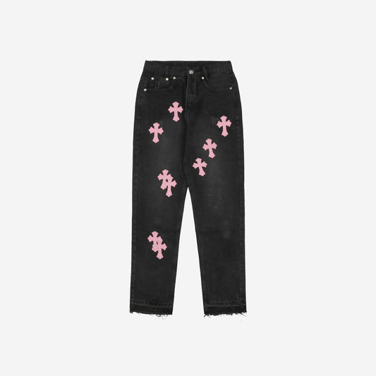 Calça Chrome Hearts Cross Patch Levi's Jeans Black Pink - Urbanize Streetwear